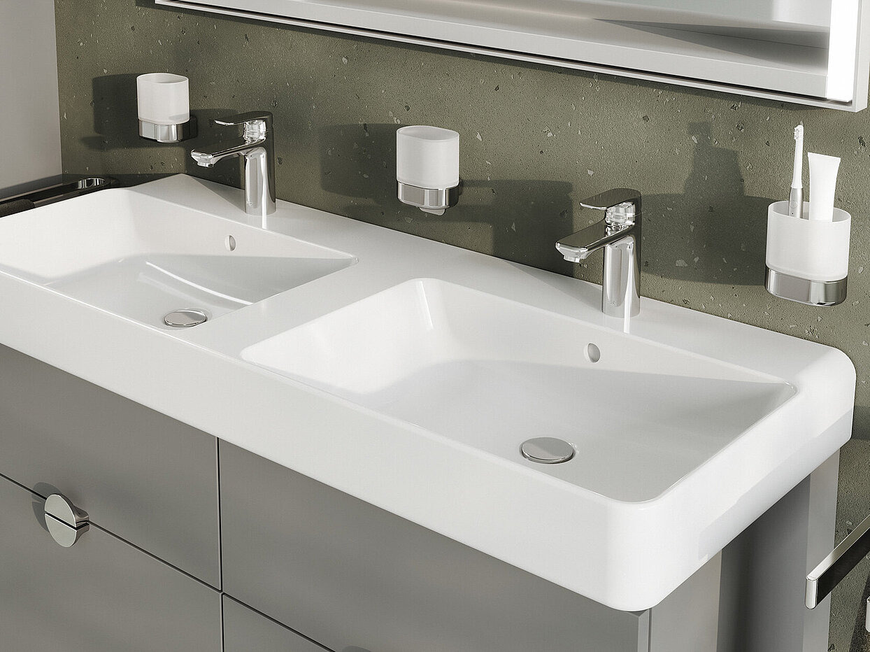 © FOR FOR Leano Doppelwaschtisch Armaturen chrom