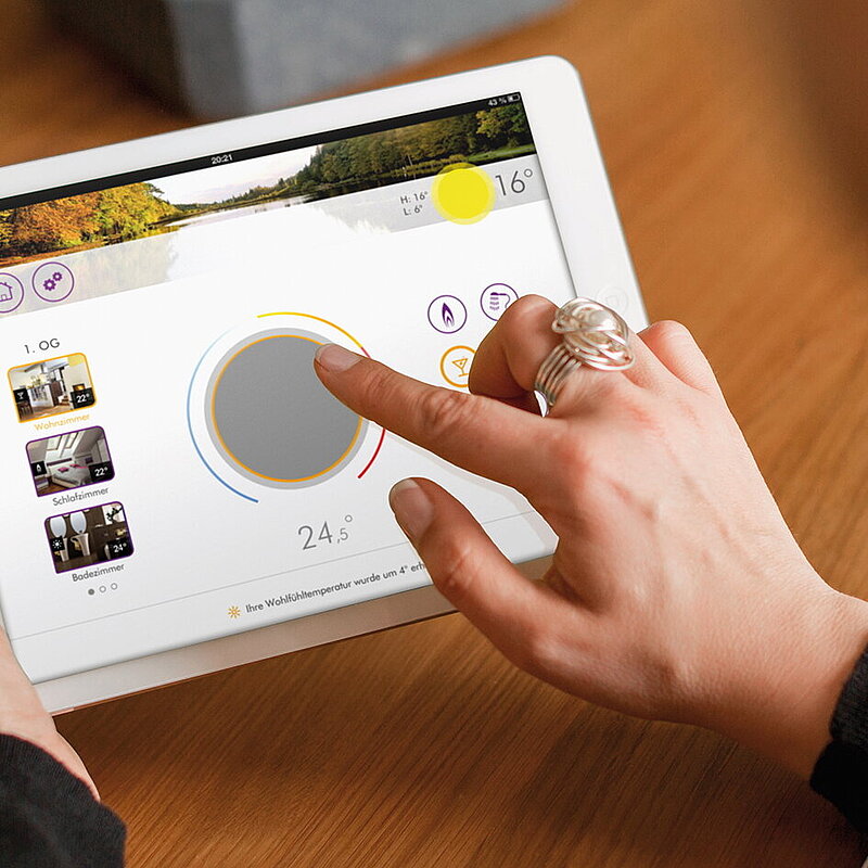 Heizungsregelung auf Tablet