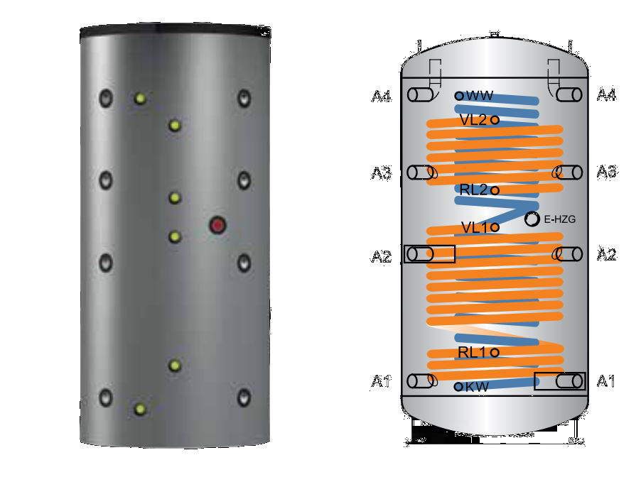 Wärmespeicher Edelstahlwellrohrspeicher